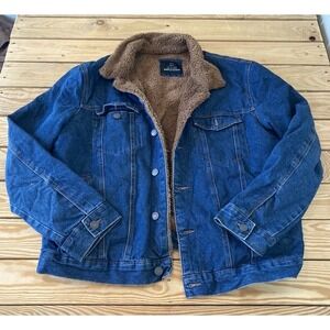 Sunrise Kingdom Sherpa Lined Button Up Denim Jacket Size XL Men’s Blue